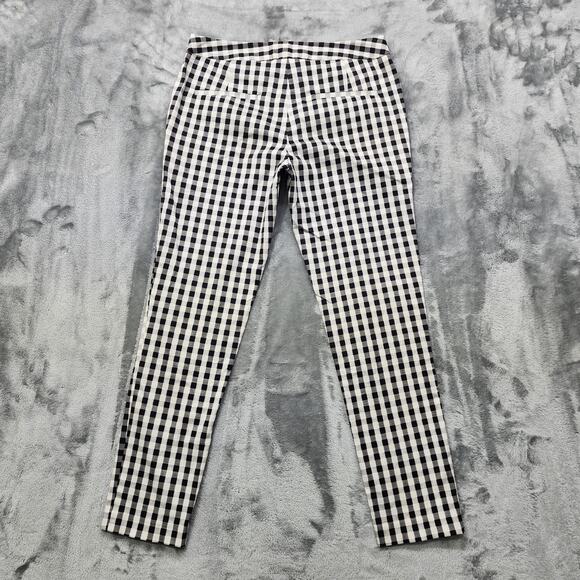 Amanda + Chelsea Pants Womens 2 Black White Check Gingham Ankle Low Rise Stretch - Picture 4 of 12